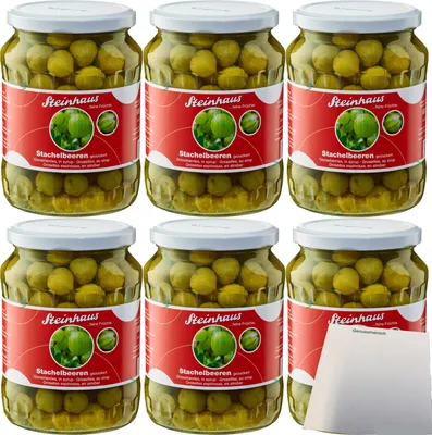 Produktbild von Steinhaus Stachelbeeren 6er Pack (6x680g Glas) + usy Block