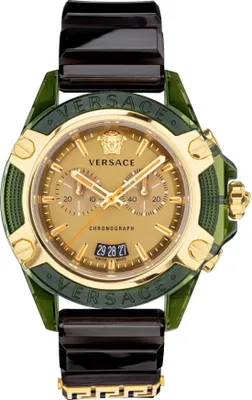 Produktbild von Versace VEZ700321 Icon Active Chrono grün gold schwarz Silikon Herren Uhr NEU
