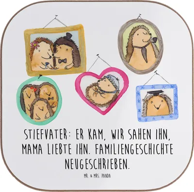 Produktbild von Mr. & Mrs. Panda Tassenuntersetzer Stiefvater Liebe - Weiß - Geschenk, Flaschenuntersetzer, Familie, Verwandte, Coaster, unterleger, Tischuntersetzer, Liebvoll