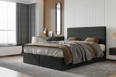 Produktbild von VELAR Boxspringbett mit bettkasten "ROSALIA", 160 cm, Dunkelgrau
