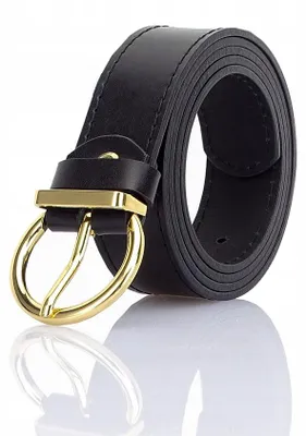 Produktbild von Gracio Damen Ledergürtel Schwarz Goldene Schnalle