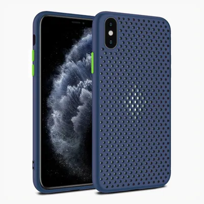 Produktbild von Smartphonica iPhone X/Xs siliconen hoesje met gaatjes - Donkerblauw