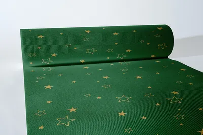 Produktbild von Sovie HORECA Weihnachtstischläufer Liam in Grün aus Linclass® Airlaid 40 cm x 24 m, 1 Stück - Sterne