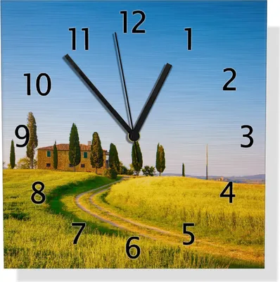 Produktbild von Wallario Design Wanduhr Villa in der Toskana aus Aluverbund, Größe 30 x 30 cm