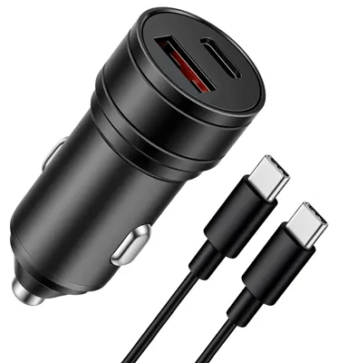 Auto-Schnellladegerät 60W, 2 Ports USB-C + USB-A, 12V