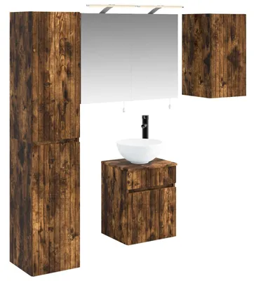 Produktbild von vidaXL Badezimmerschrank-Set 5 stk. Geräucherte Eiche Holzwerkstoff