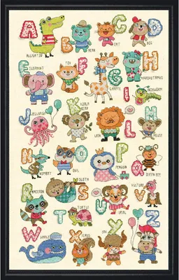Obrázok produktu pre Súprava na vyšívanie krížikom "ABC zvierat", počítanie vzorov, 30x51cm