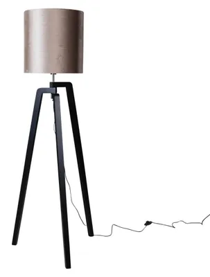 Produktbild von Stehleuchte Schwarz mit Taupe Samt Lampenschirm 50cm Puros