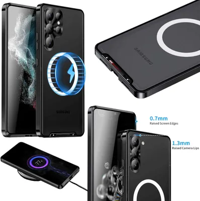 Obrázek produktu pro Pouzdro na mobilní telefon Samsung Galaxy S23 Ultra s magnetickým uchycením Magsafe, kovový design, černé pouzdro