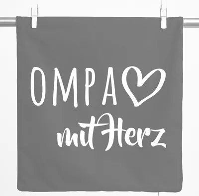Produktbild von Huuraa Kissenbezug OMPA mit Herz 40x40cm Steel Grey Baumwolle Dekokissenbezug Geschenkidee