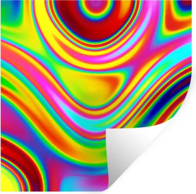 Obrázok produktu pre MuchoWow® Nálepka na stenu - Umenie - Vlny - Farby - Psychedelické - 80x80cm - Samolepiaca a polohovateľná