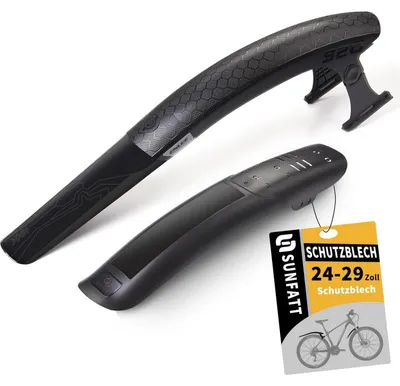 Immagine prodotto di Set di parafanghi per mountain bike, da 24 a 29 pollici, colore nero, montaggio senza fori, per l'anteriore e il posteriore