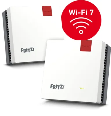 Produktbild von FRITZ! 20003134 Mesh-WLAN-System Dual-Band (2,4 GHz/5 GHz) Wi-Fi 7 (802.11be) Rot, Weiß 1 Intern