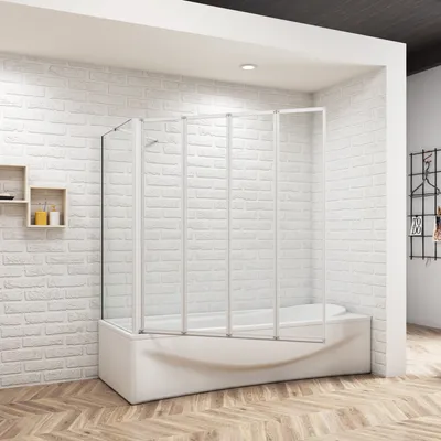 Produktbild von 4-teilig  Faltwand Badewannenaufsatz 100x70x140cm Faltwand Duschwand Duschabtrennung