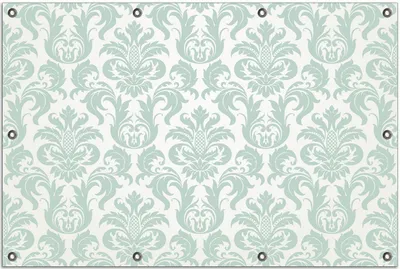 Produktbild von Wallario Outdoor-Poster für Garten oder Balkon, Motiv Königliche Schnörkelei in weiß und grün, in ca. 80 x 120 cm