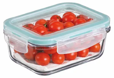 Productafbeelding van Fiambrera 5five Simply Smart, blauw, transparant, glazen lunchbox, 1,7 liter, 23 x 16,5 x 8,5 cm, rechthoekig