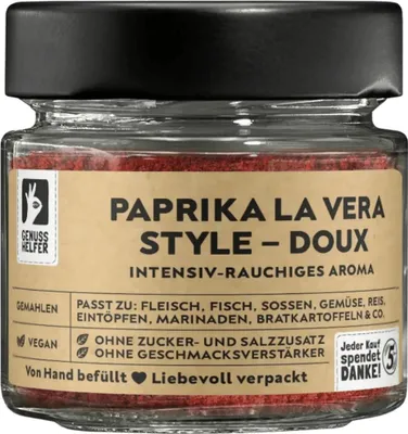 Produktbild von Paprika Gewürz La Vera Style süß, geräuchert, Paprikapulver zum Kochen, 40g im Glas
