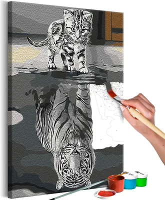 Immagine prodotto di Pittura per numeri animali tigre immagine speculare 40x50 cm set di pittura con cornice in legno su tela per adulti bambini dipinti a mano kit fai da te