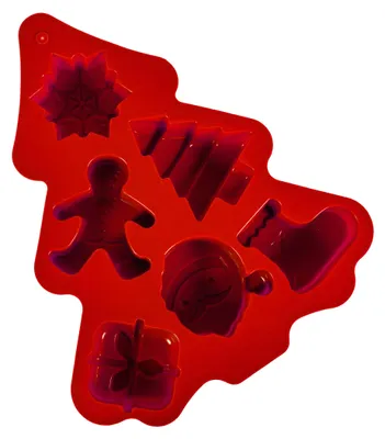 Muffinbackform Silikon 6 Motive 22,2x2,5x18,5 cm rot