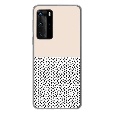 Produktbild von MuchoWow® Handyhülle Schutzhülle Hülle für Huawei P40 Pro Polka dots - Weiß - Schwarz Silikon Softcase Handy Hülle - Schutz
