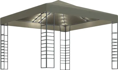 Produktbild von vidaXL Gartenzelt mit LED-Lichterkette 3x3 m Taupe