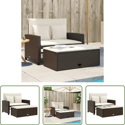 Produktbild von The Living Store Gartensofa mit Kissen 2-Sitzer Braun Poly Rattan