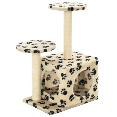 Produktbild von vidaXL Katzen-Kratzbaum Sisal 60 cm Beige Pfoten-Aufdruck