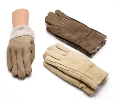 Produktbild von Echt Lammfell Fingerhandschuhe Beige S