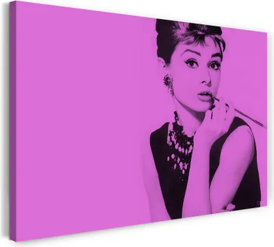 Produktbild von Leinwandbild (100x70cm): Audrey Hepburn, echter Holz-Keilrahmen inkl. Aufhänger, handgefertigt in Deutschland