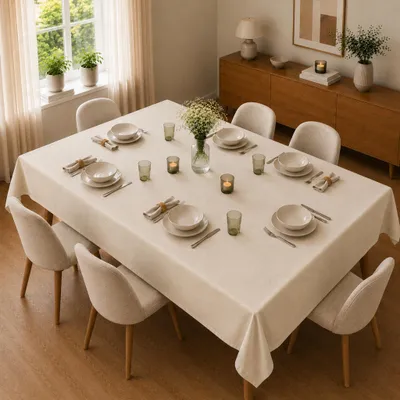 Produktbild von Tischdecke 130 x 250 cm für Küche & Esstisch in Cremeweiß