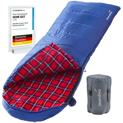 Produktbild von Skandika Deckenschlafsack Dundee Flanell | Baumwolle, Luxus-Qualität, koppelbar, Doppelschlafsack, 3 Jahreszeiten, bis -20°C, 220 x 80 cm