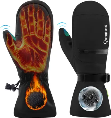 Image de Qunature 1 paire de gants de ski chauds à doigts complets coupe-vent pour l'automne hiver en extérieur M noir