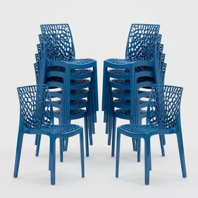 Produktbild von 22er Set Gruvyer Grand Soleil Stapelbare Stühle für Bars und Restaurants - Blau