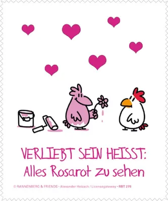 Produktbild von Reinigungstuch Hühner "rosarot sehen", Microfasertuch Reinigungstücher Brillenputztücher Huhn Hahn