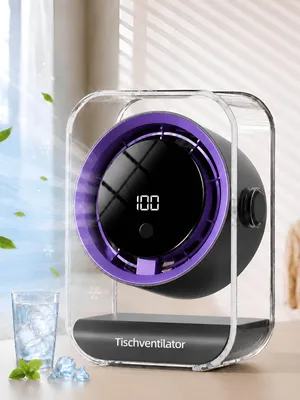 Produktbild von Tischventilator, Ventilator leise, 720° einstellbar, 3 Timer-Stufen (3/6/9h), 100 Geschwindigkeiten, Ventilatoren USB, LED display, Überall einsetzbar