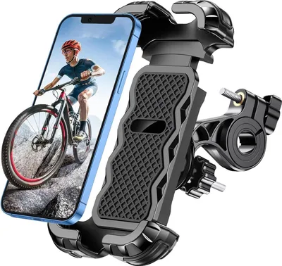 Image de Glangeh Support de téléphone portable Moto Vélo Rotation 360° pour smartphone 4,7-6,8 pouces Noir