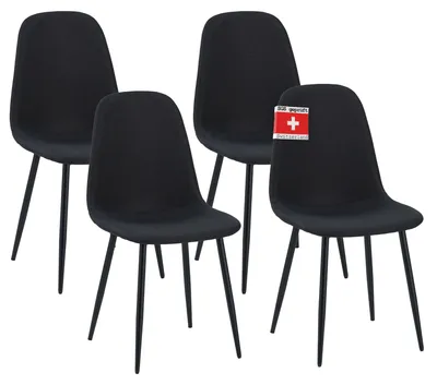 Produktbild von Albatros Esszimmerstuhl BARI mit Stoff Bezug, 4er Set Schwarz, stilvolles Vintage Design, belastbar mit 110Kg, Polsterstuhl - Moderner Küchenstuhl