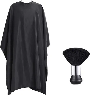 Produktbild von Friseursalon Haarschneideumhang,Schwarz Barber Cape mit Nacken Bš¹rste