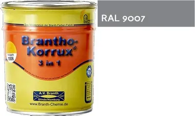 Produktbild von 5l Brantho Korrux 3in1 Rostschutz RAL 9007 graualu Metallschutzfarbe grau seidenglänzend