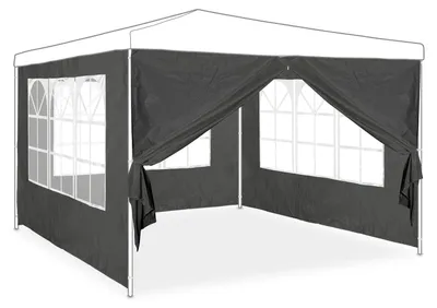 Image de Paroi latérale de tente de réception - Lot de 4 - Imperméable - Avec fermeture éclair et fenêtre - 2 x 3 m - Gris