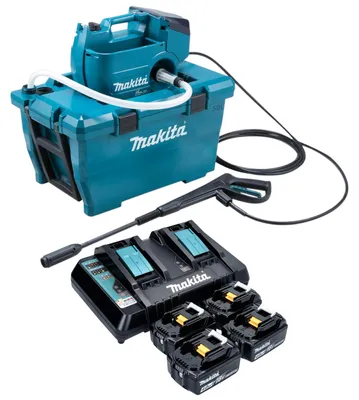 Obrázek produktu pro Makita DHW 080 PM4K Akumulátorový vysokotlaký čistič 36 V ( 2x 18 V ) 80 bar 380 l/h Bezkartáčový + 4x akumulátor 4,0 Ah + dvojitá nabíječka