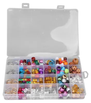 Produktbild von 278 Stück Haarspule Dreadlocks Perlen Legierung Holz Schmuck Ringe Clips für Dekorationszubehör