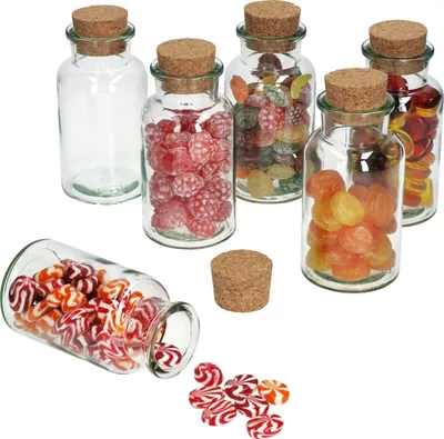 Produktbild von 6tlg. Bonbongläserset Korkverschluss 300 ml Bonboniere Vorratsdose Gewürzglas