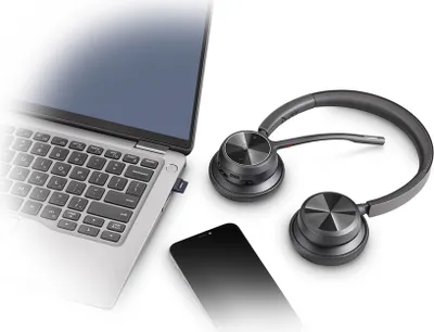 Zdjęcie produktu dla Słuchawki Poly 02 Z Pałąkiem, Przewodowe, Usb-A, Bluetooth, Stacja Ładująca, Czarne., 218476-02