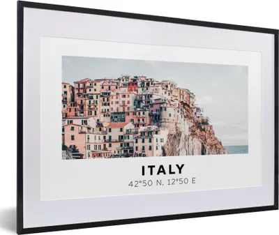 Produktbild von MuchoWow® Gerahmtes Poster Cinque Terre - Italien - Amalfi - Meer 60x40 cm - Poster mit Schwarzem Bilderrahmen Wandposter Rahmen Foto Bilder - Schlafzimmer - Plakat in Rahmen - Drucken