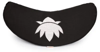 Produktbild von yogabox Yogakissen Halbmond BASIC Lotus Stick weiß - schwarz 40 x 17 x 12 cm Buchweizenschalen