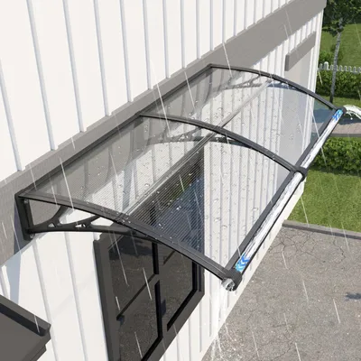 Bogenvordach 100x200 cm, Polycarbonat, transparent, für Haustür & Terrasse