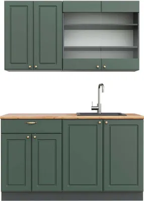 Immagine prodotto di Cucina completa Vicco Fame-Line Verde-oro rustico/Antracite 140 cm , PL Rovere, Model 42372