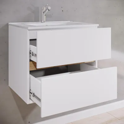 Produktbild von VCM 2-tlg. Waschtisch mit Keramikbecken, Badschrank mit 2 Softclose-Schubladen, Maße Waschplatz Set: H. 51 x B. 61 x T. 47 cm, Cosila-I