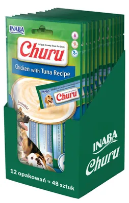 Zdjęcie produktu dla Inaba Dog Churu 12x56g Przysmak Pasta Dla Psa Z Kurczakiem I Tuńczykiem